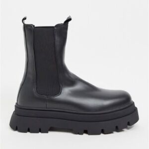 Bershka asos women’s black chunky platform Chelsea ankle boots sz Eur 39 us 8.5